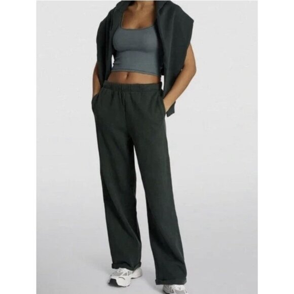 SKIMS Cotton Fleece Classic Straight Leg Pants Spruce L NWT - Picture 1 of 7